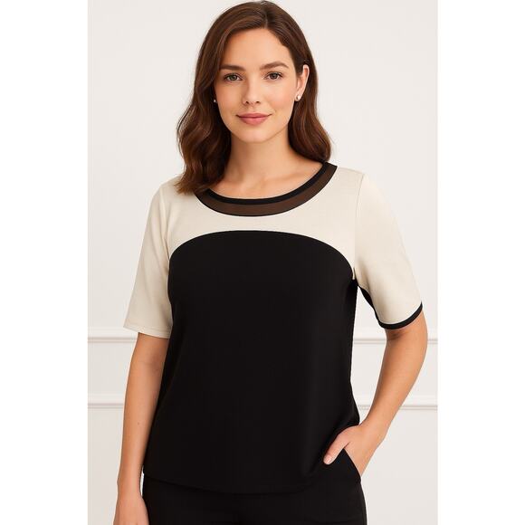 Lane Bryant Tops - Lane Bryant Short Sleeve Top Blouse White Black Office Career Business Sz 18/20